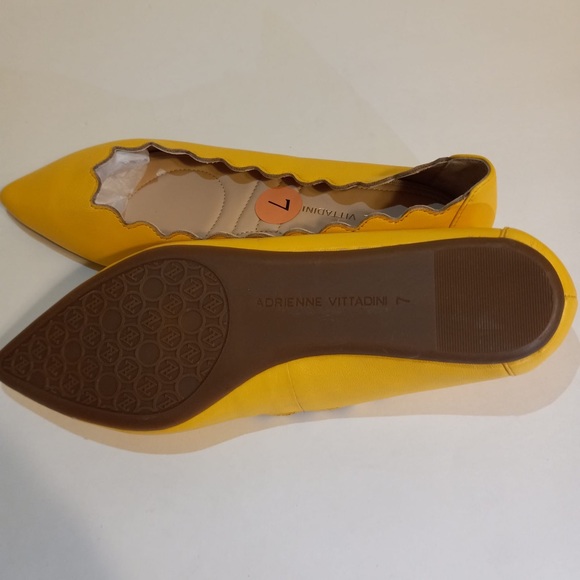 Adrienne Vittadini Womens Fox Ballerina Pointed Toe Flats yellow leather 7 - Picture 9 of 10